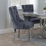 Grey Dining Chairs with Chrome Legs