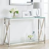 Glass and Chrome Console Tables