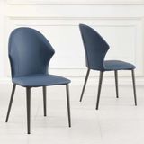 Blue Leather Dining Chairs