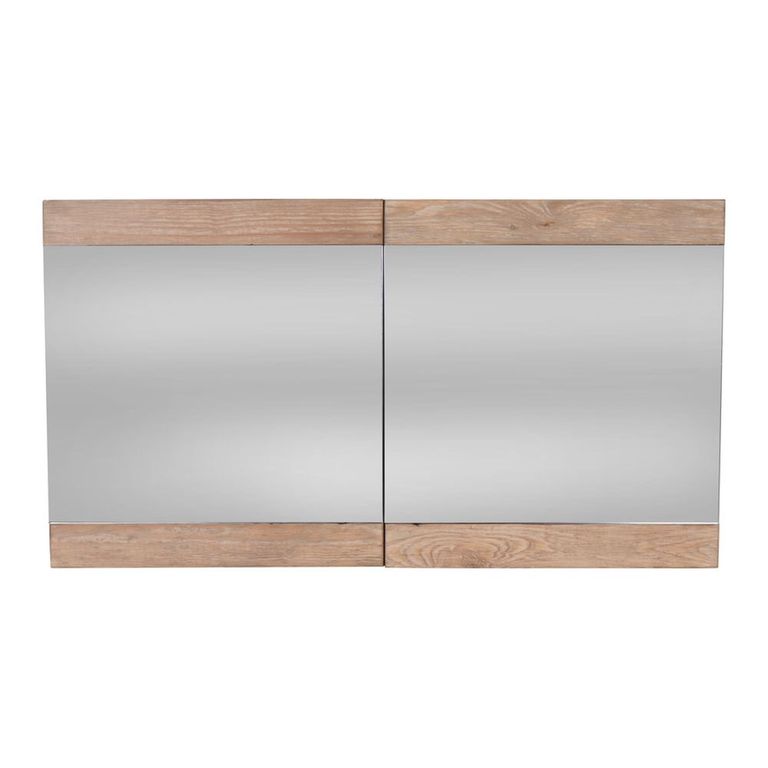 Pompei Mirrored Bathroom Wall Mounted Cabinet - 2 Door - Natural - Pine Wood