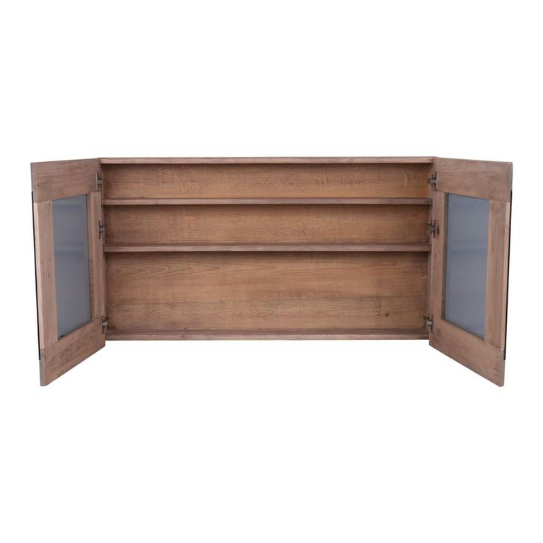 Pompei Mirrored Bathroom Wall Mounted Cabinet - 2 Door - Natural - Pine Wood