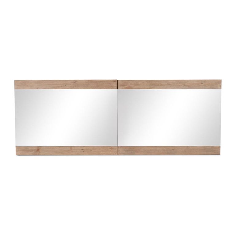 Pompei Mirrored Bathroom Wall Mounted Cabinet - Wide - 2 Door - Natural - Pine Wood