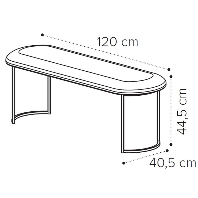 Essenza Italian Bench - Round - Grey - Fabric and Metal