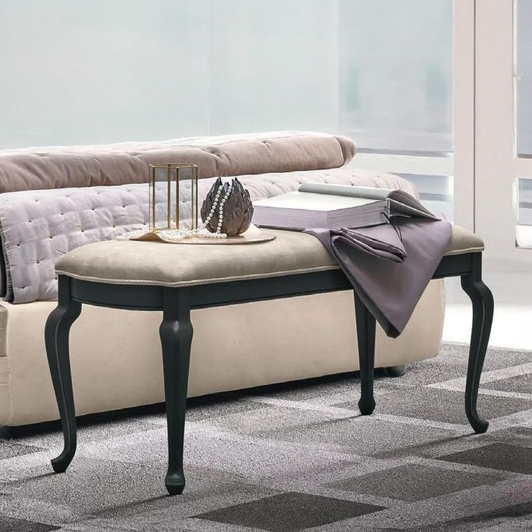 Verdi Italian Grey Copper Smoke Padded French Style Bench