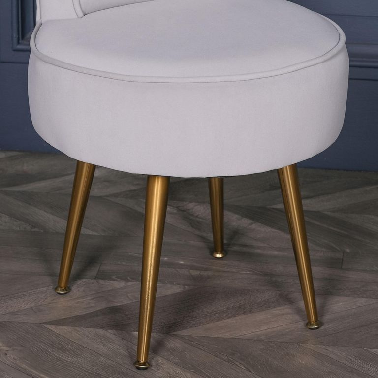 Bedroom Chair - Light Grey Velvet - Roll Back