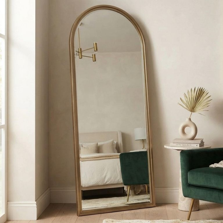 Maylinn Leaner Mirror - Arch - Brushed Gold - Metal - 80cm x 190cm