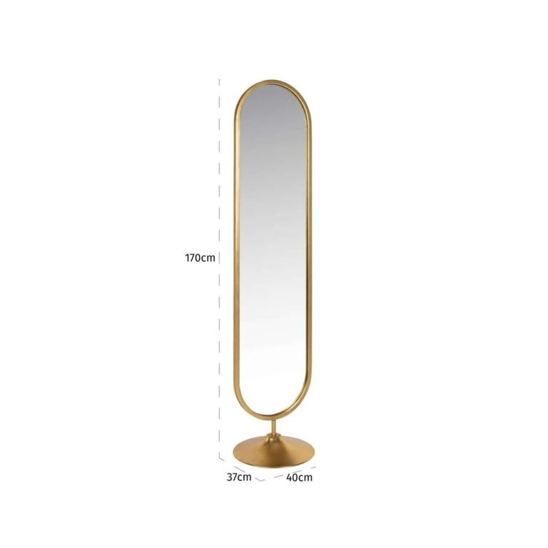 Moya Floor Mirror - Oval - Gold - Metal - 40cm x 170cm