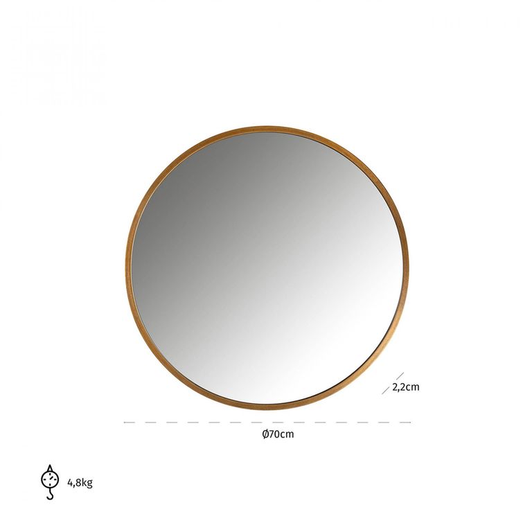 Maeron Gold Round Wall Mirror - 70cm x 70cm