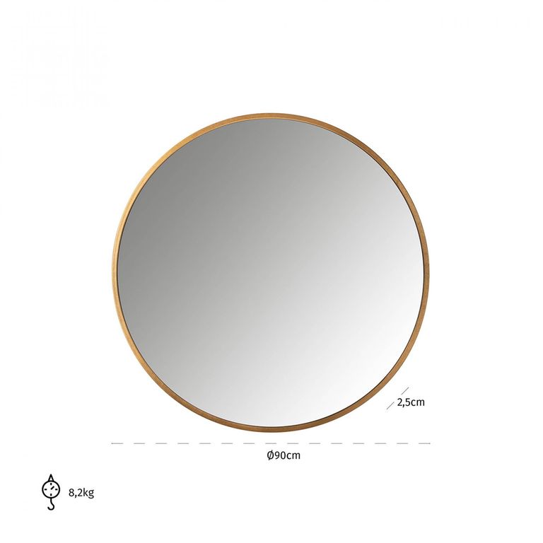 Maeron Gold Round Wall Mirror - 90cm x 90cm