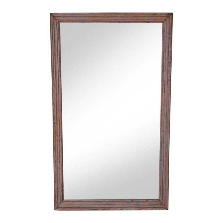 Distressed Wall Mirror - Warm Brown - Wooden - 92cm x 153cm