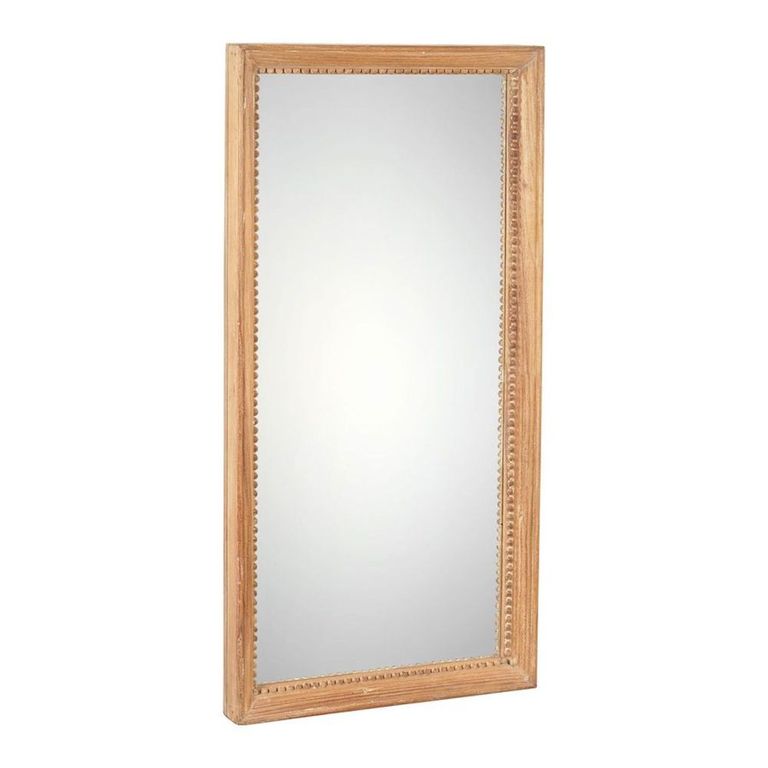Wall Mirror - Beaded Border - Natural - Teak Wood - 61cm x 122cm