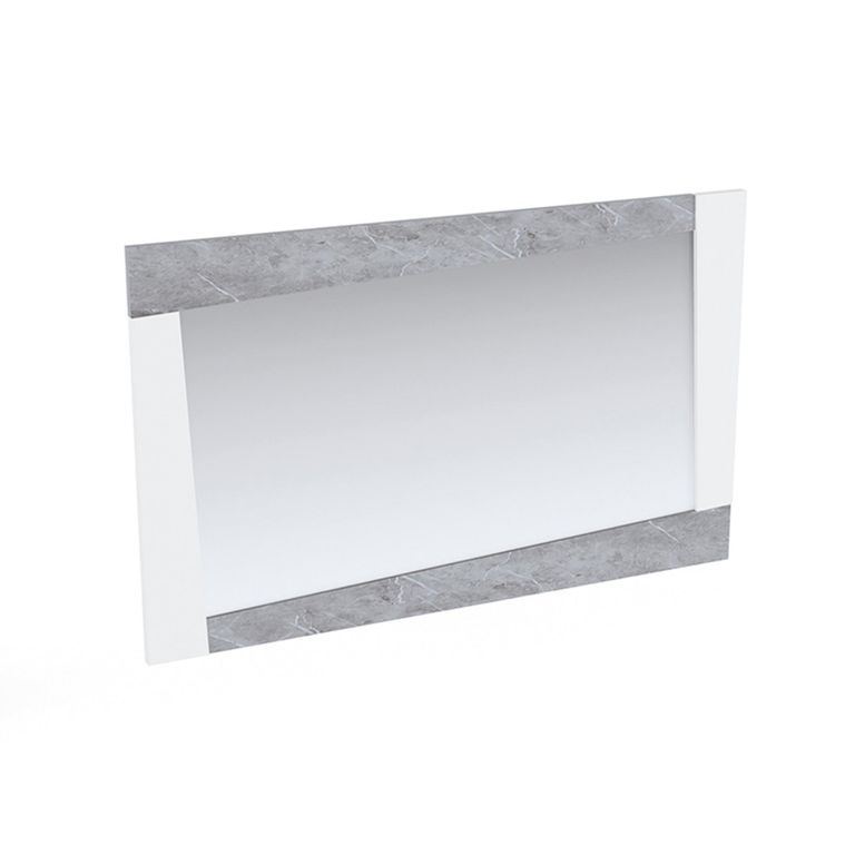 Alba Italian Wall Mirror - White - Carrara Marble Inlay