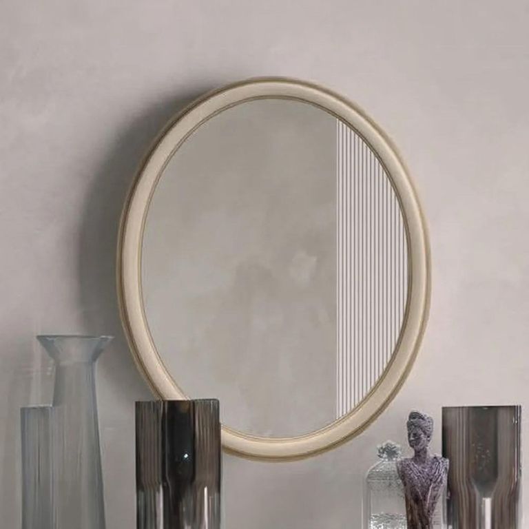 Verdi Italian Ivory French Style Oval Wall Mirror