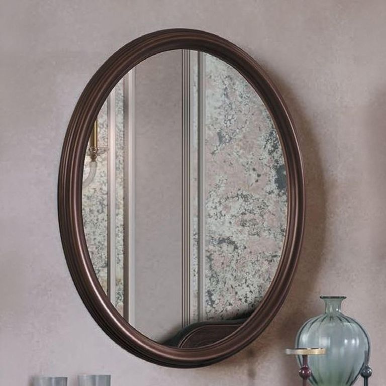 Verdi Italian Walnut French Style Oval Wall Mirror