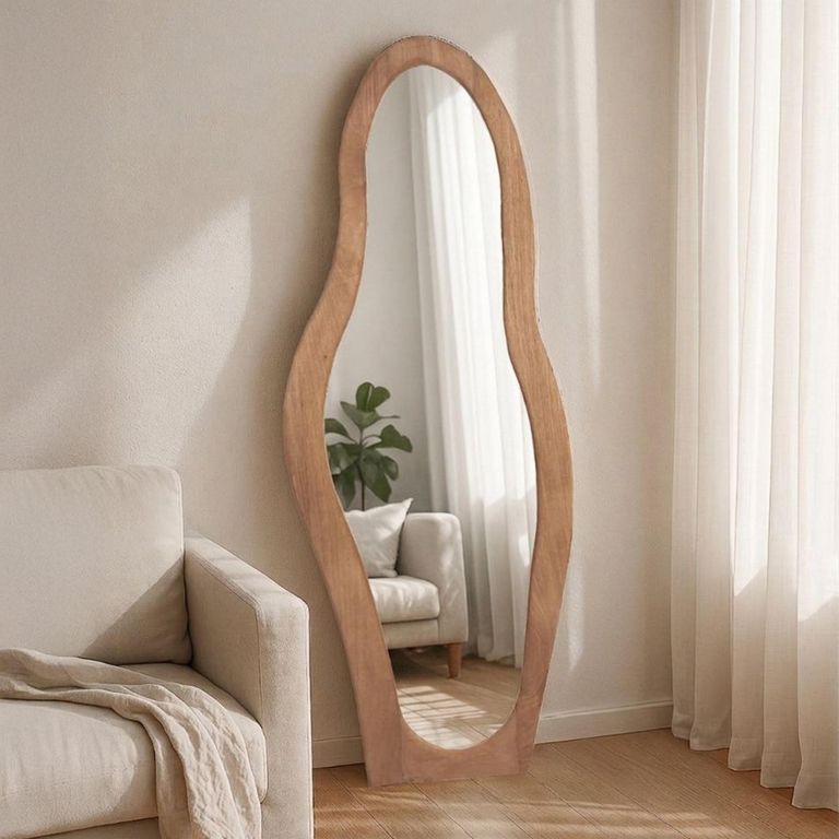 Brix Olivia Leaner Mirror - Abstract - Almond - Glass - 85cm x 200cm