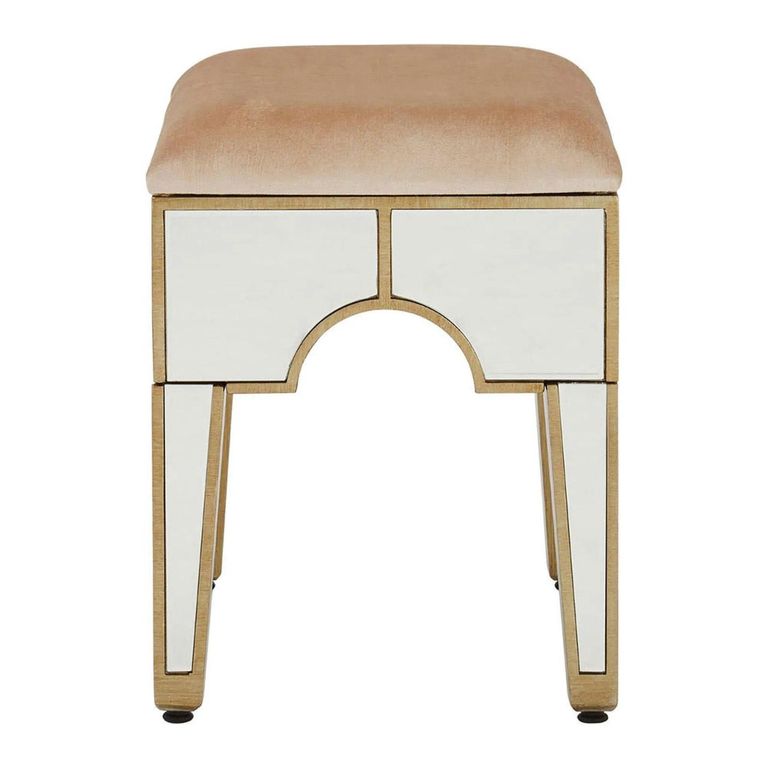 Knightsbridge Stool - Mirrored with Gold Trim