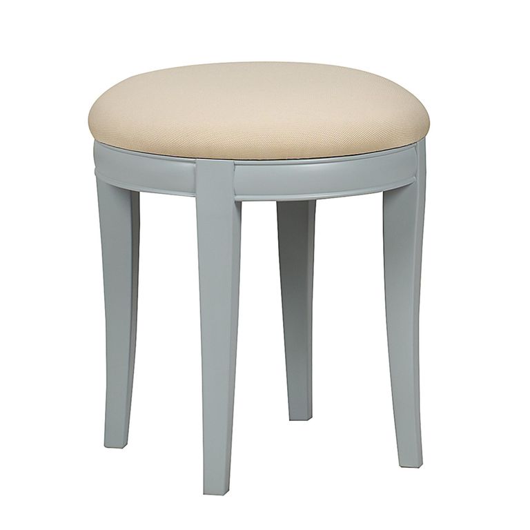 Chantilly Dressing Stool - Round - Grey Painted - Padded