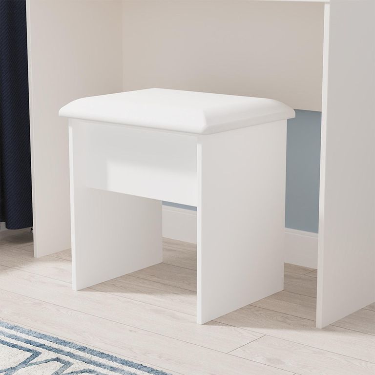 Milan Dressing Stool - Padded - White Gloss