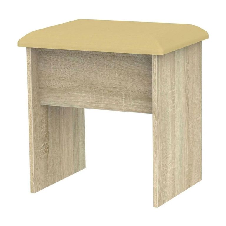 Monaco Dressing Stool - Padded - Oak