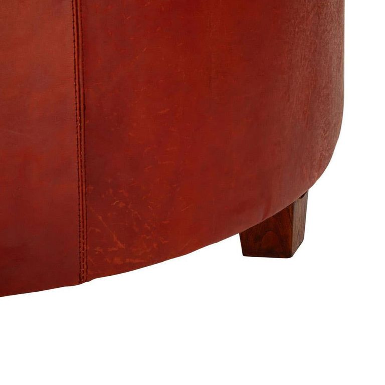 Inca Stool - Brown Leather - Buttoned
