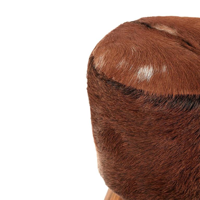 Inca Stool - Round - Brown Goat Hide