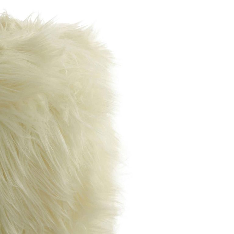 Inca Stool - Round - White Faux Fur