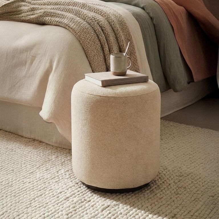 Ben Stool - Round - Oyster - Boucle Fabric
