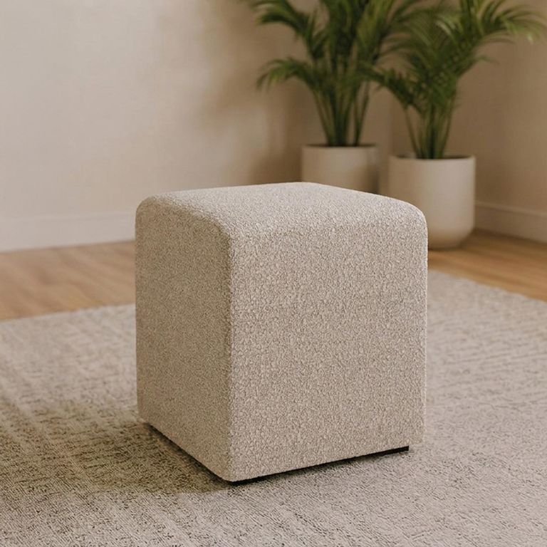 Ben Stool - Square - Cologne Dove - Boucle Fabric