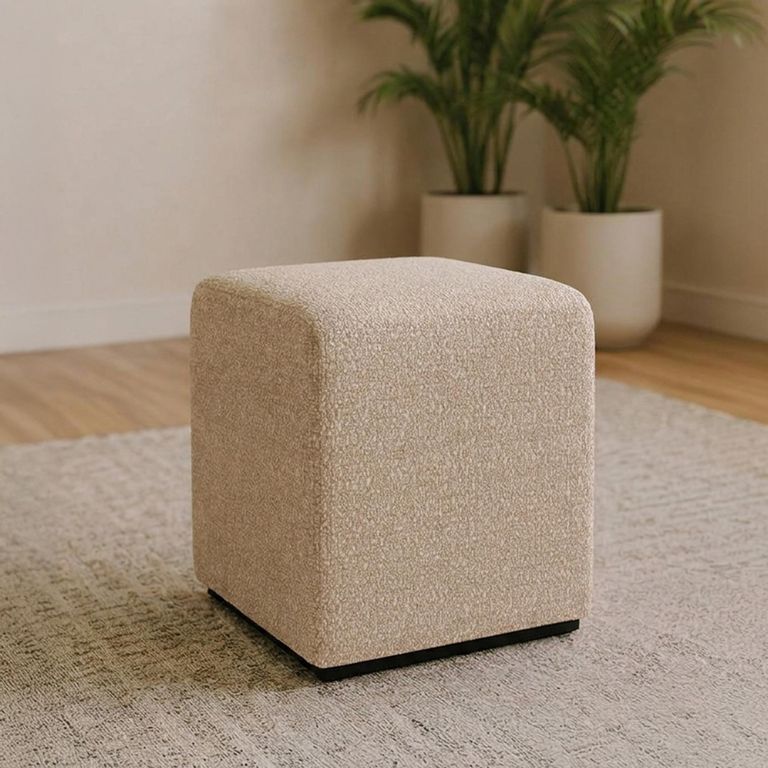 Ben Stool - Square - Cologne Mink - Boucle Fabric