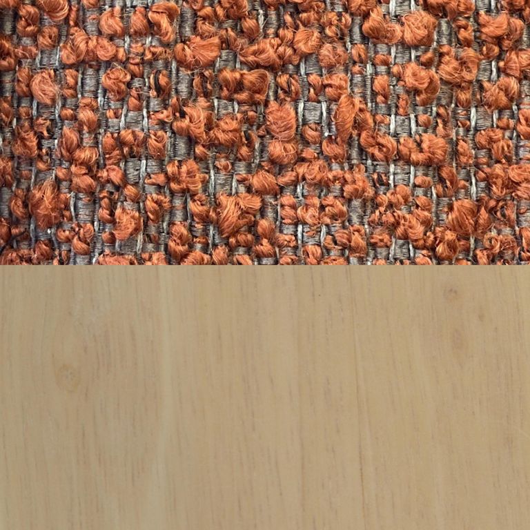 Whisper Stool - Round - Burnt Orange and White Washed Oak - Fabric and Wood