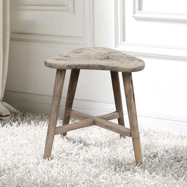 Milking Stool - Rustic Natural - Solid Wood