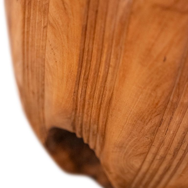 Carved Stool - Round - Live Edge - Brown - Wooden