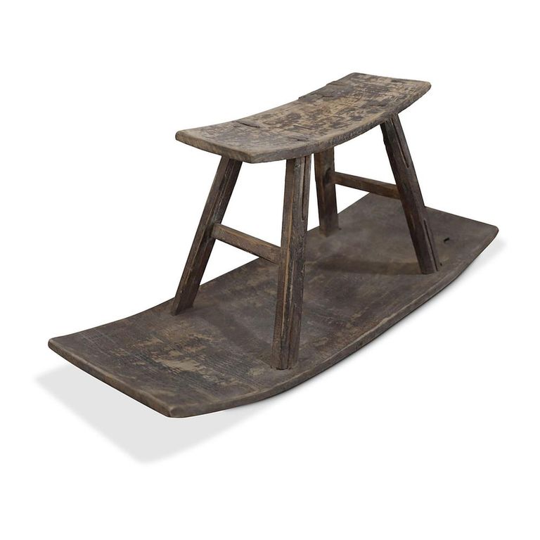 Stool - Trestle Base - Rustic Grey - Reclaimed Wood