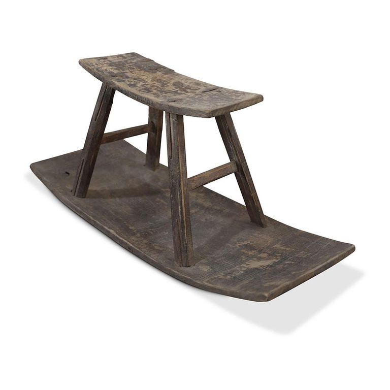 Stool - Trestle Base - Rustic Grey - Reclaimed Wood