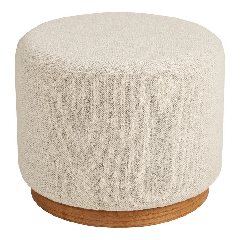 Daisy Pouf - Round - Beige Boucle - Fabric