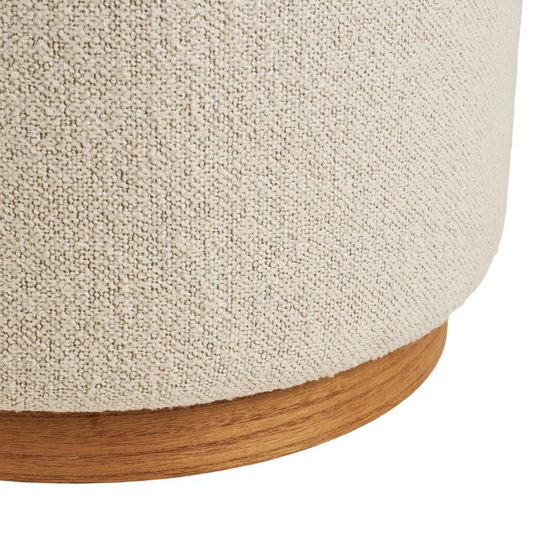 Daisy Pouf - Round - Beige Boucle - Fabric