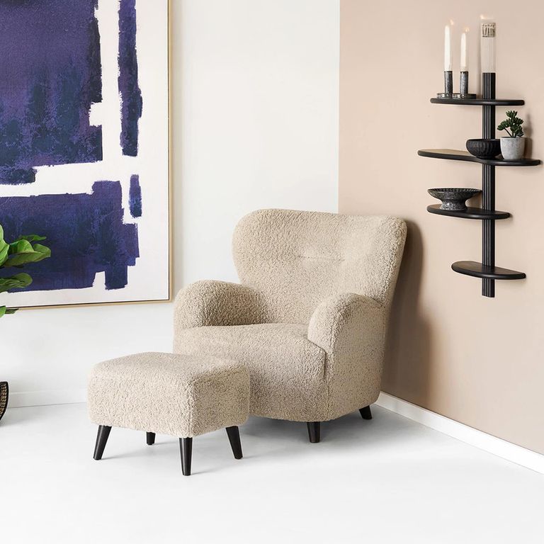 Lunaro Footstool - Light Brown - Fabric