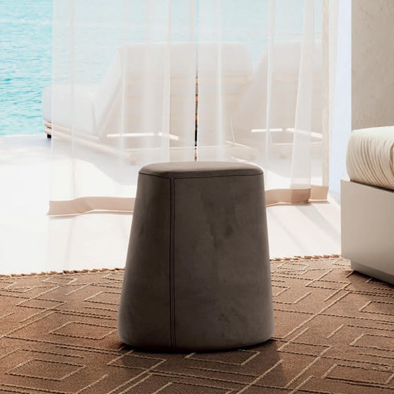Essenza Italian Pouf - Round - Grey - Fabric