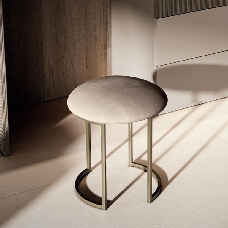 Essenza Italian Stool - Round - Grey - Fabric and Metal