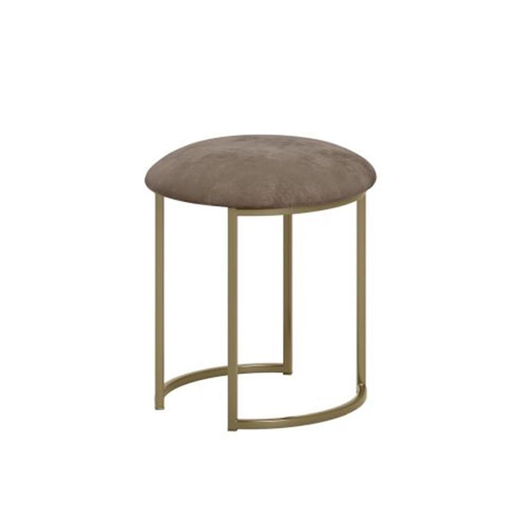 Essenza Italian Stool - Round - Grey - Fabric and Metal