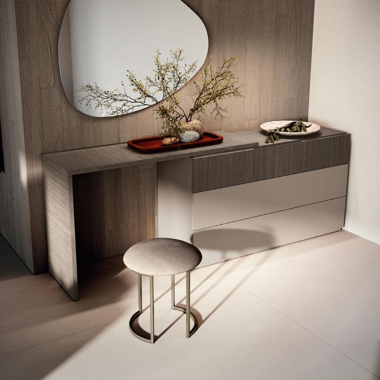 Essenza Italian Stool - Round - Grey - Fabric and Metal