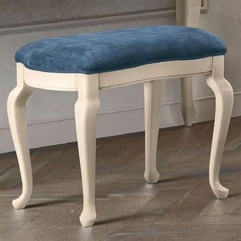 Verdi Italian Ivory Padded French Style Dressing Stool