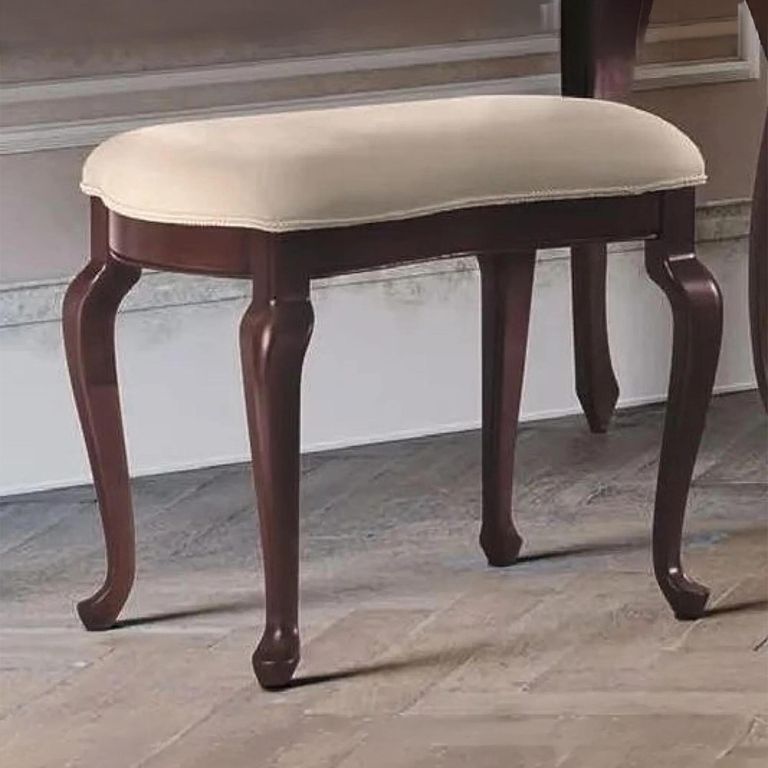 Verdi Italian Walnut Padded French Style Dressing Stool