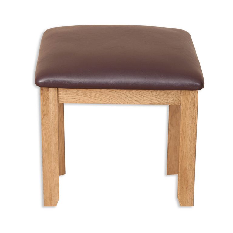 Melbourne Country Dressing Stool - Square - Rustic and Brown - Oak and Faux Leather