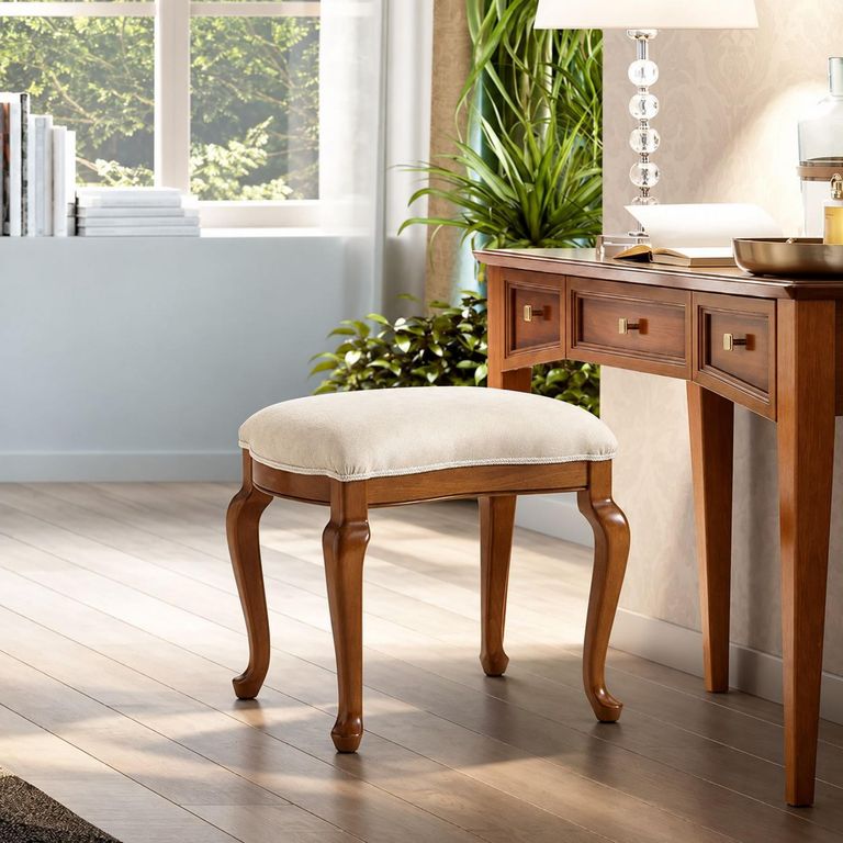 Giotto Italian Walnut Padded Dressing Stool