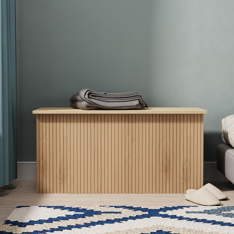 Java Fluted Blanket Box - 1 Door - Natural and Nebraska