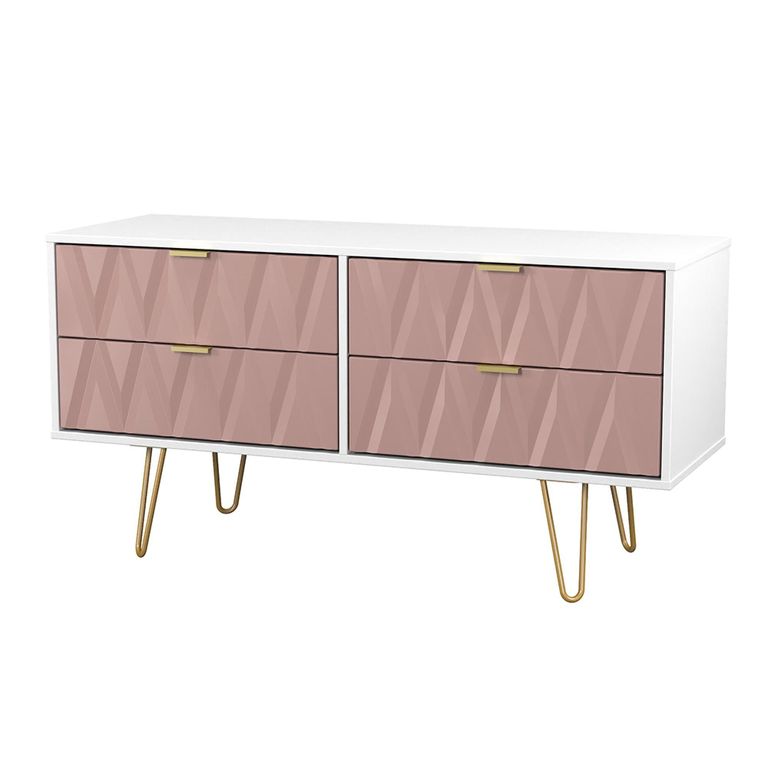 Diamond Bed Box - with Gold Hairpin Legs - Pink and White