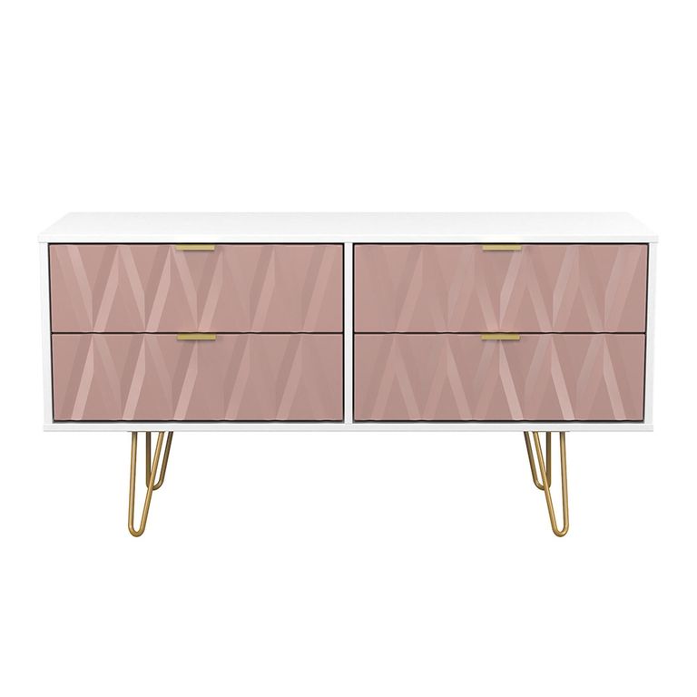 Diamond Bed Box - with Gold Hairpin Legs - Pink and White
