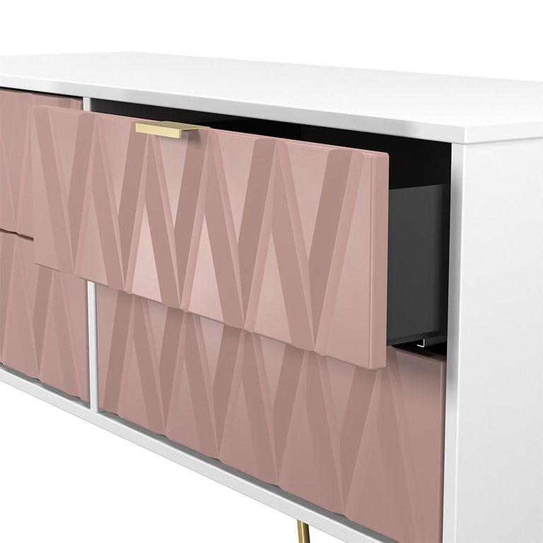 Diamond Bed Box - with Gold Hairpin Legs - Pink and White