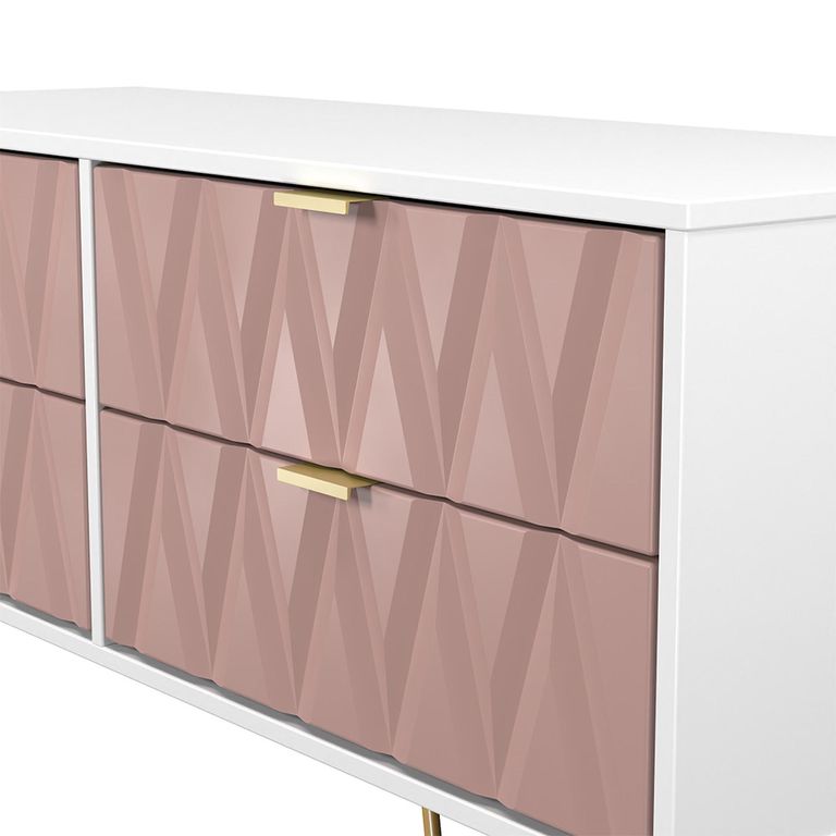 Diamond Bed Box - with Gold Hairpin Legs - Pink and White